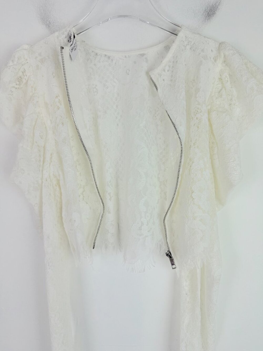NWOT Naked Wardrobe The Statement Puff Sleeve Lace Crop Top Size Small S NEW - Picture 10 of 10